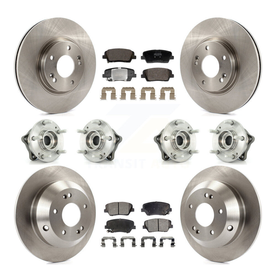 Front Rear Hub Bearing Brake Rotor & Pads Kit (10Pc) For Hyundai Santa Fe Kia Sorento AWD KBB-128424