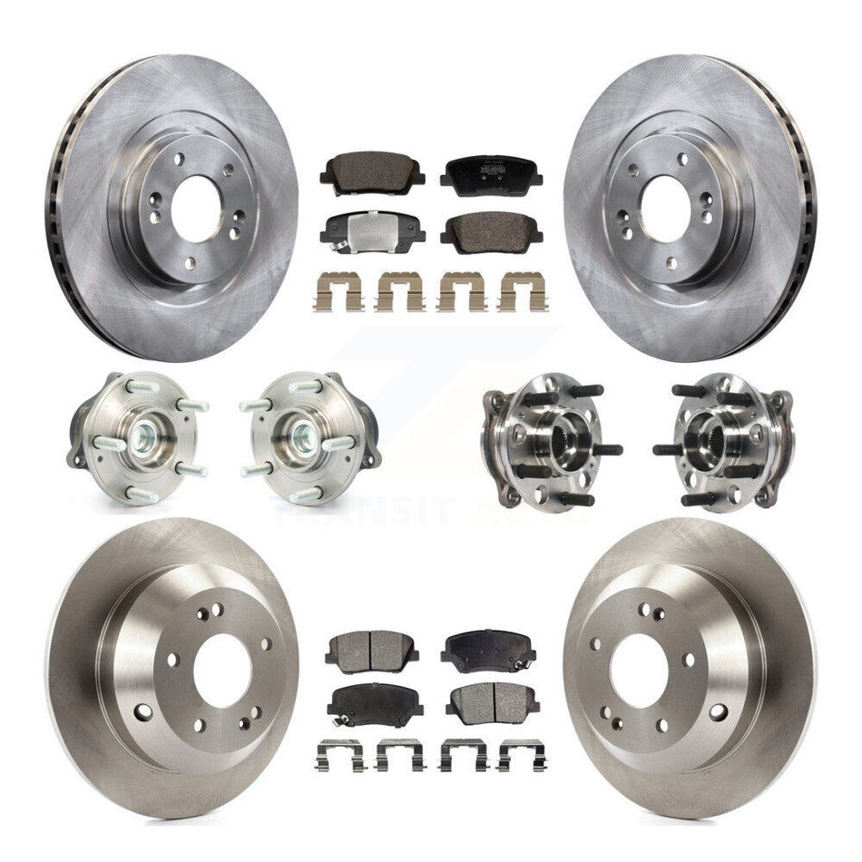 Front Rear Hub Bearings Disc Brake Rotors And Pads Kit (10Pc) For Hyundai Santa Fe Sport KBB-128427