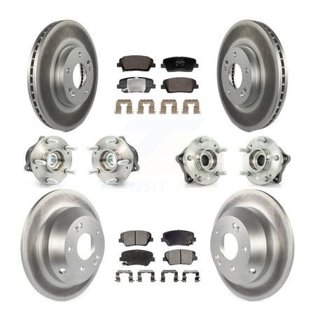 Front Rear Hub Bearing Coated Brake Rotor Pad Kit (10Pc) For Hyundai Santa Fe Kia Sorento KBB-128437
