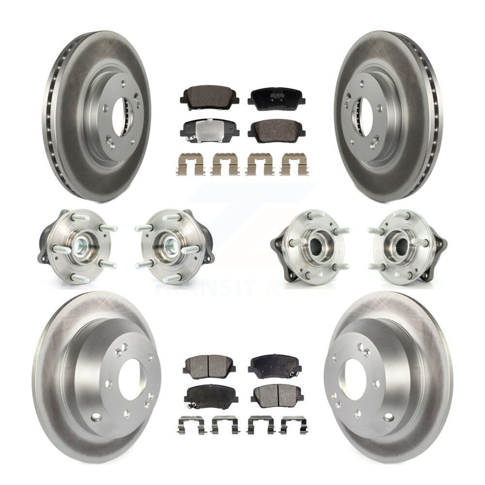 Front Rear Hub Bearing Coated Brake Rotor Pad Kit (10Pc) For Hyundai Santa Fe Kia Sorento KBB-128437