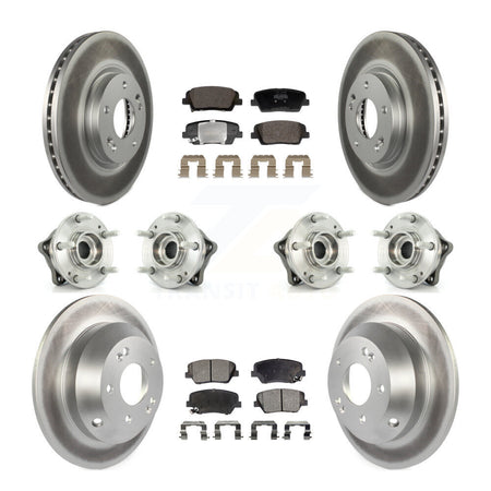 Front Rear Hub Bearing Coated Brake Rotor Pad Kit (10Pc) For Hyundai Santa Fe Kia Sorento KBB-128438