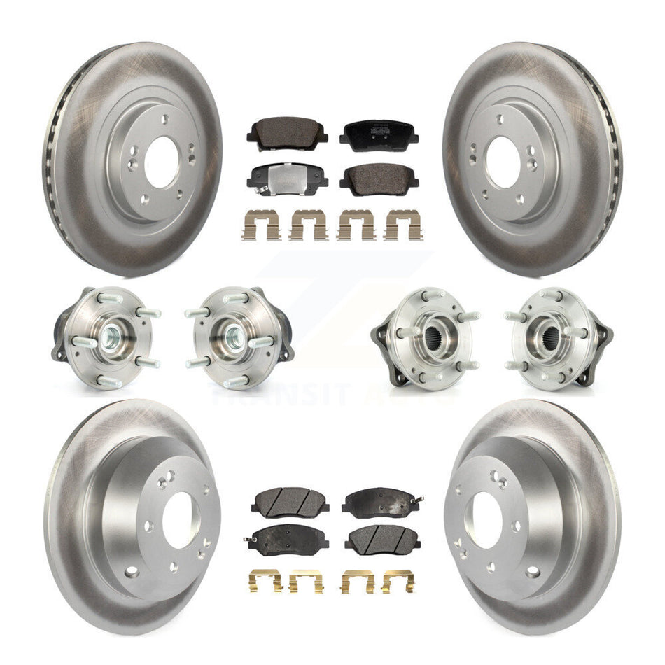 Front Rear Hub Bearing Coated Disc Brake Rotor And Pad Kit (10Pc) For Hyundai Santa Fe XL KBB-128439