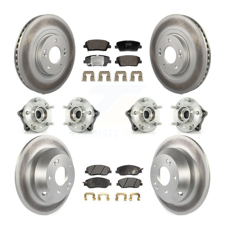 Front Rear Hub Bearing Coated Disc Brake Rotor And Pad Kit (10Pc) For Hyundai Santa Fe XL KBB-128440