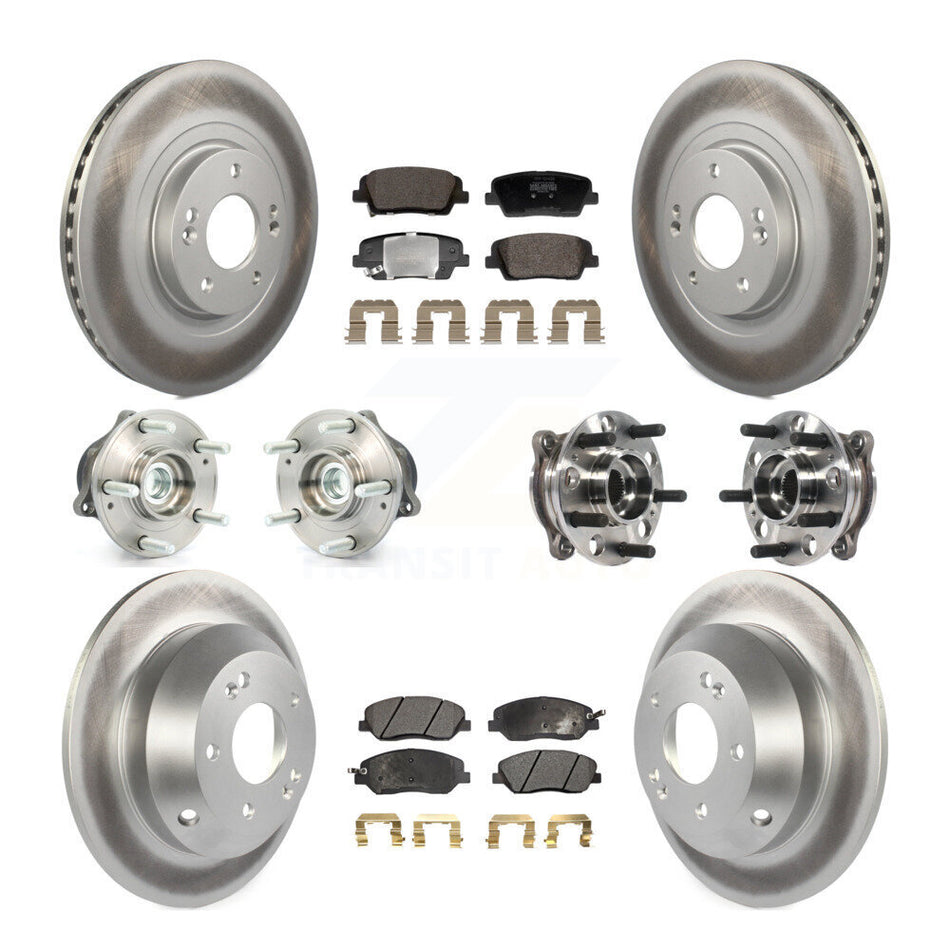 Front Rear Hub Bearing Coated Disc Brake Rotor And Pad Kit (10Pc) For Hyundai Santa Fe XL KBB-128441