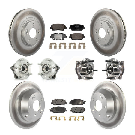 Front Rear Hub Bearing Coated Disc Brake Rotor And Pad Kit (10Pc) For Hyundai Santa Fe XL KBB-128442