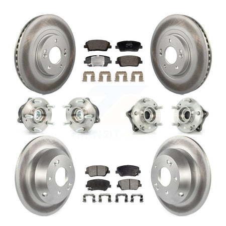 Front Rear Hub Bearing Coated Brake Rotor & Pad Kit (10Pc) For Hyundai Santa Fe Sport Kia KBB-128443