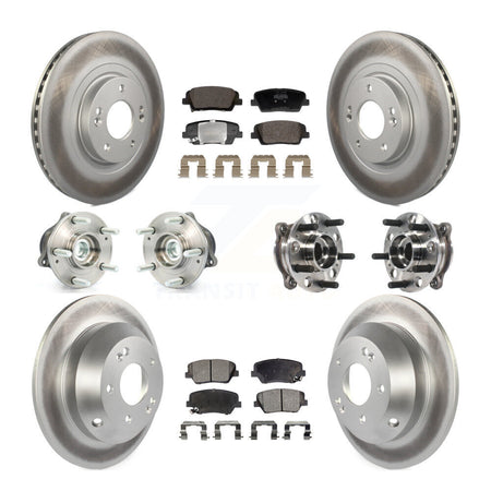 Front Rear Hub Bearing Coated Disc Brake Rotor Pads Kit (10Pc) For Hyundai Santa Fe Sport KBB-128445
