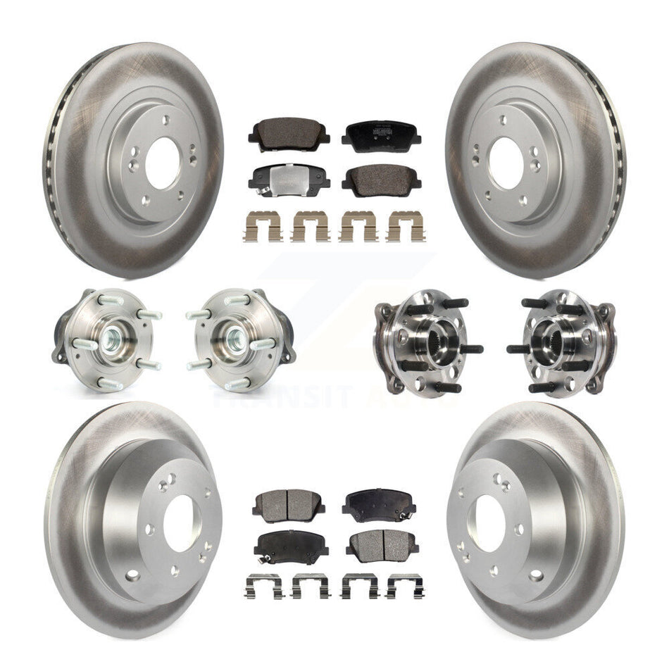 Front Rear Hub Bearing Coated Disc Brake Rotor Pads Kit (10Pc) For Hyundai Santa Fe Sport KBB-128445