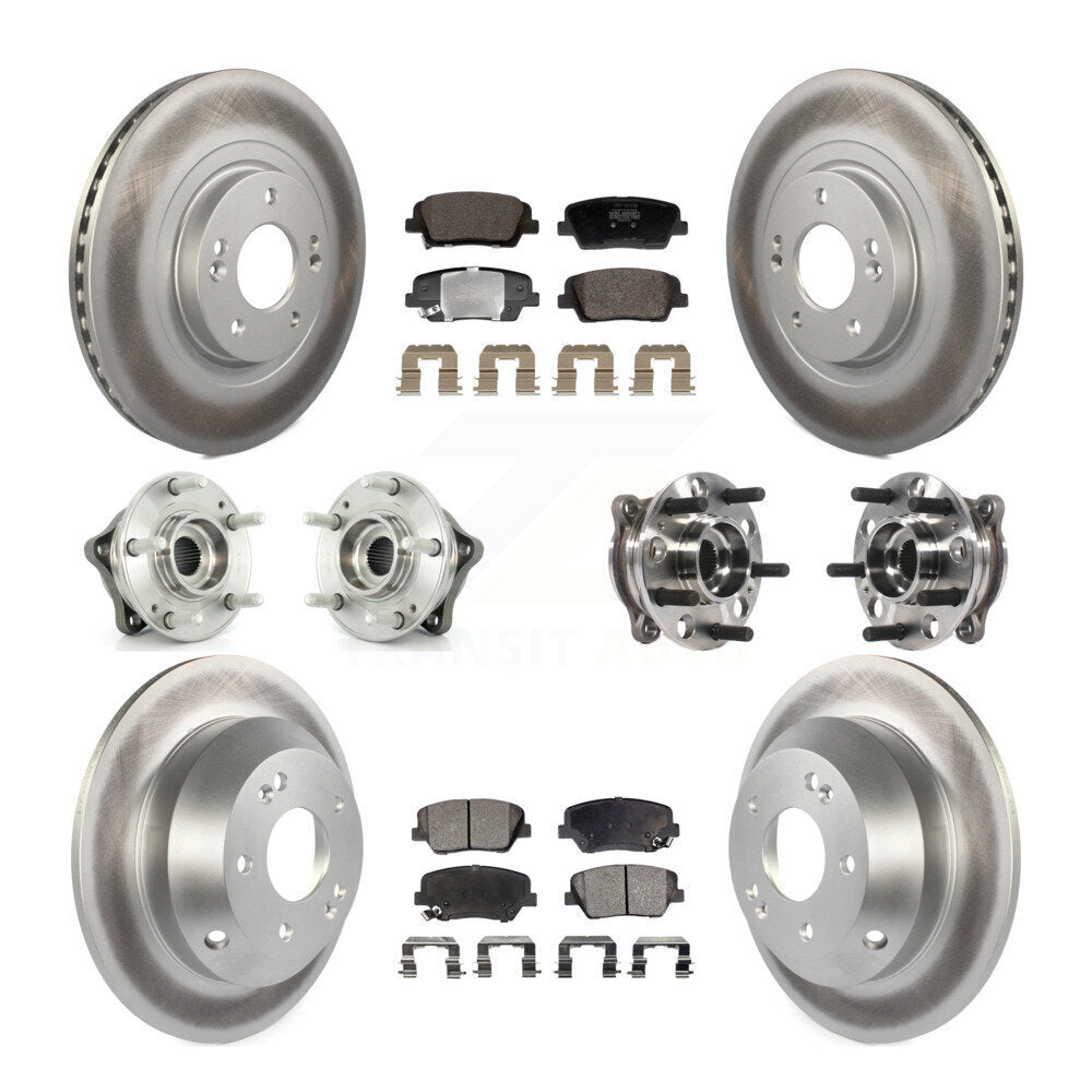 Front Rear Hub Bearing Coated Disc Brake Rotor Pads Kit (10Pc) For Hyundai Santa Fe Sport KBB-128446