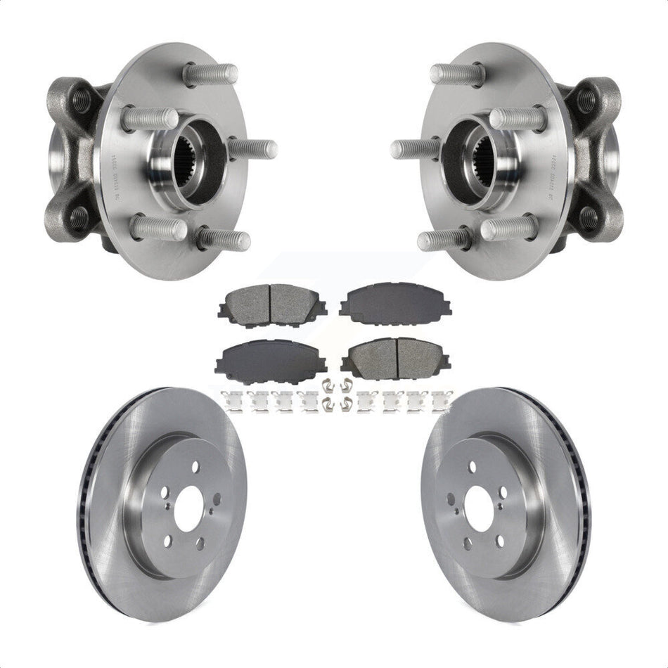 Front Hub Bearing Assembly Disc Brake Rotors And Pads Kit For Toyota Corolla Prius Prime KBB-128475