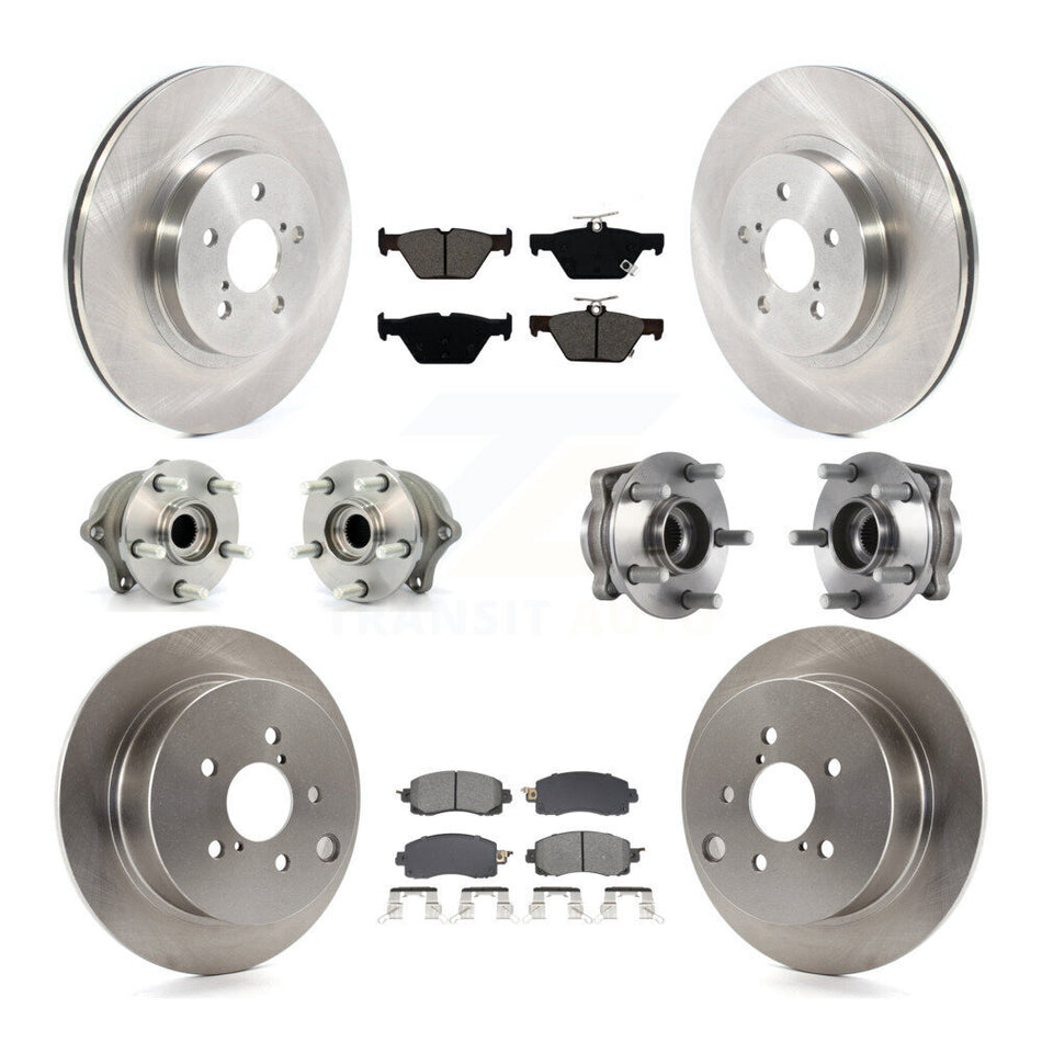 Front Rear Hub Bearing Assembly Disc Brake Rotor And Pads Kit (10Pc) For Subaru Crosstrek KBB-128518