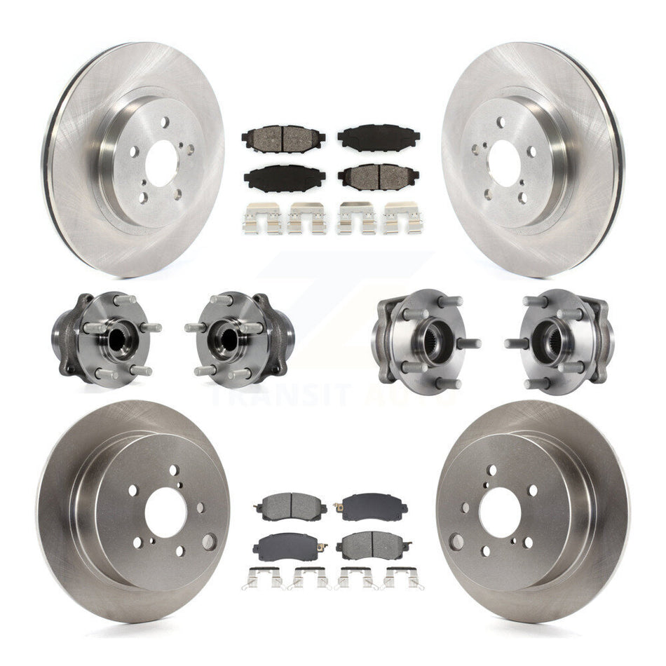 Front Rear Hub Bearing Disc Brake Rotors And Pads Kit (10Pc) For Subaru Crosstrek Impreza KBB-128519