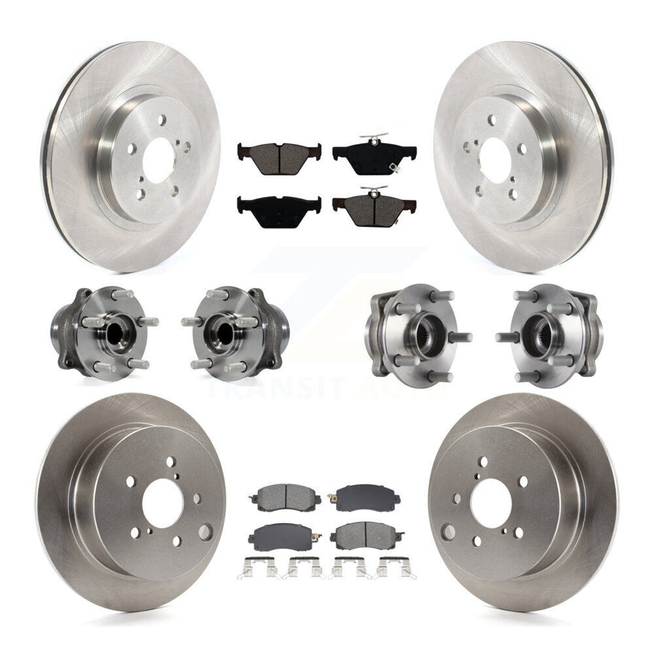 Front Rear Hub Bearing Brake Rotor & Pads Kit (10Pc) For 2020 Subaru Crosstrek GAS engine KBB-128523