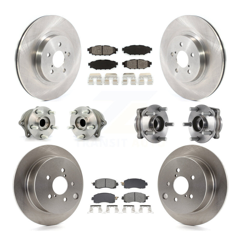 Front Rear Hub Bearing Assembly Disc Brake Rotor And Pads Kit (10Pc) For Subaru Crosstrek KBB-128524