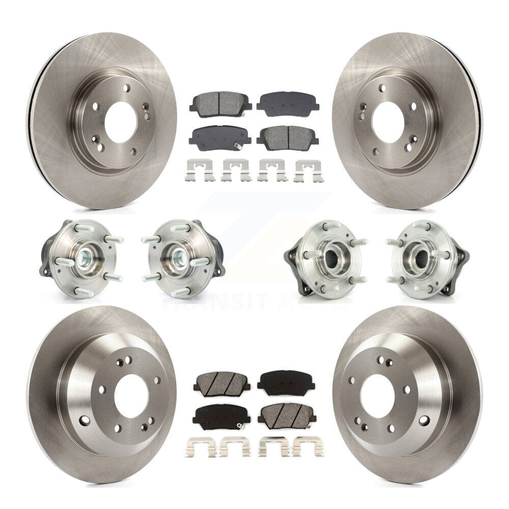 Front Rear Hub Bearing Brake Rotor & Pads Kit (10Pc) For Hyundai Santa Fe Kia Sorento FWD KBB-128545