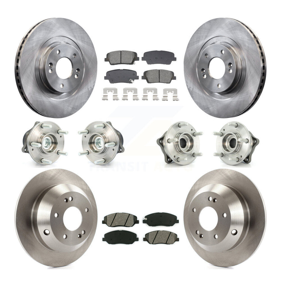 Front Rear Hub Bearing Brake Rotor & Pad Kit (10Pc) For Hyundai Santa Fe XL FWD with 3.3L KBB-128547