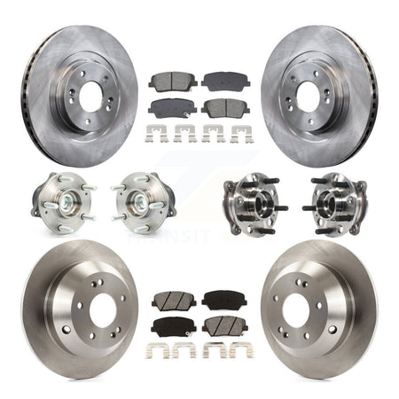 Front Rear Hub Bearings Disc Brake Rotors And Pads Kit (10Pc) For Hyundai Santa Fe Sport KBB-128553