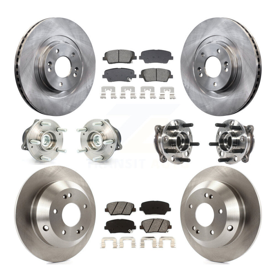 Front Rear Hub Bearings Disc Brake Rotors And Pads Kit (10Pc) For Hyundai Santa Fe Sport KBB-128553