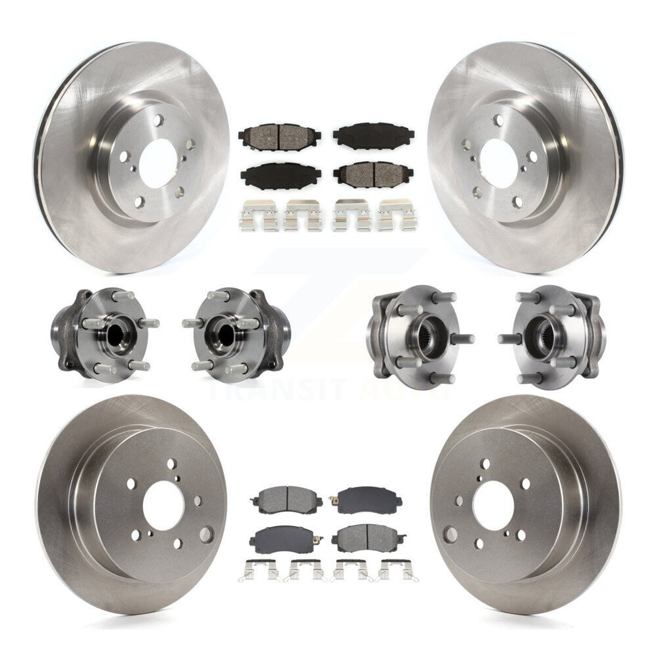 Front Rear Hub Bearings Assembly Disc Brake Rotors And Pads Kit (10Pc) For Subaru Impreza KBB-128556