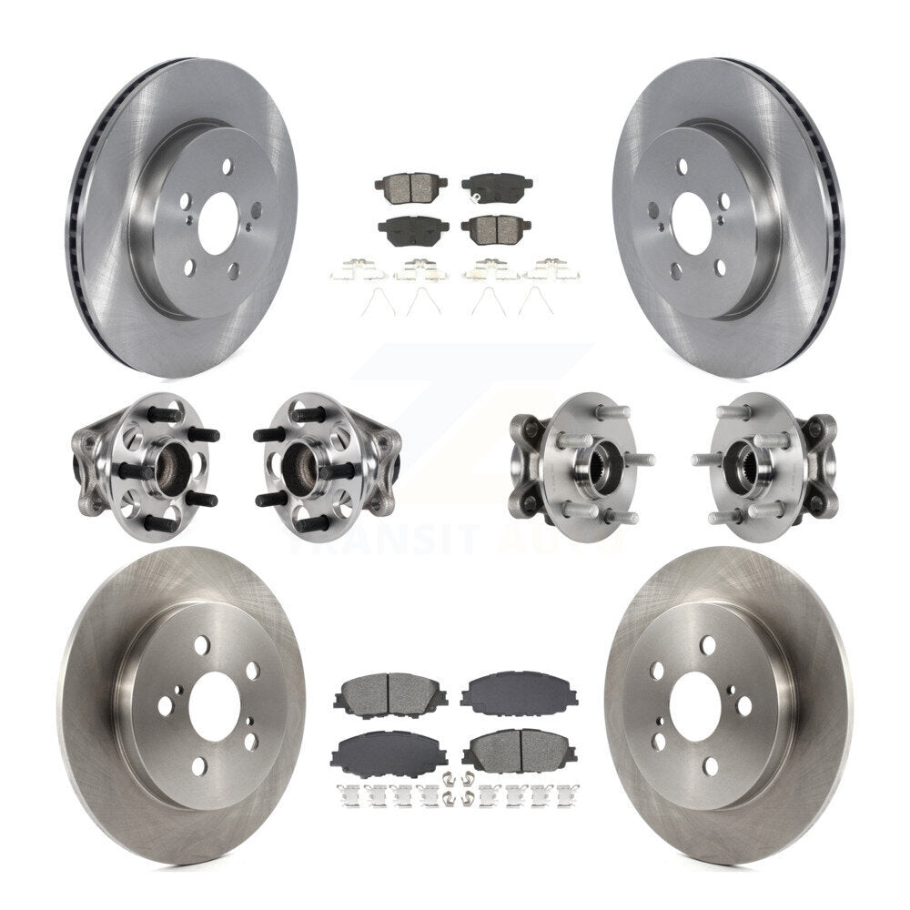 Front Rear Hub Bearing Disc Brake Rotor & Pad Kit (10Pc) For 2020-2022 Toyota Prius Prime KBB-128559