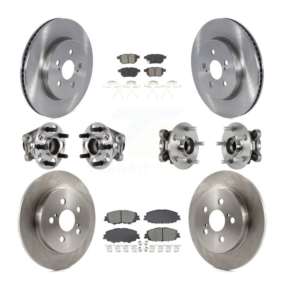 Front Rear Hub Bearing Disc Brake Rotor & Pad Kit (10Pc) For 2020-2022 Toyota Prius Prime KBB-128559