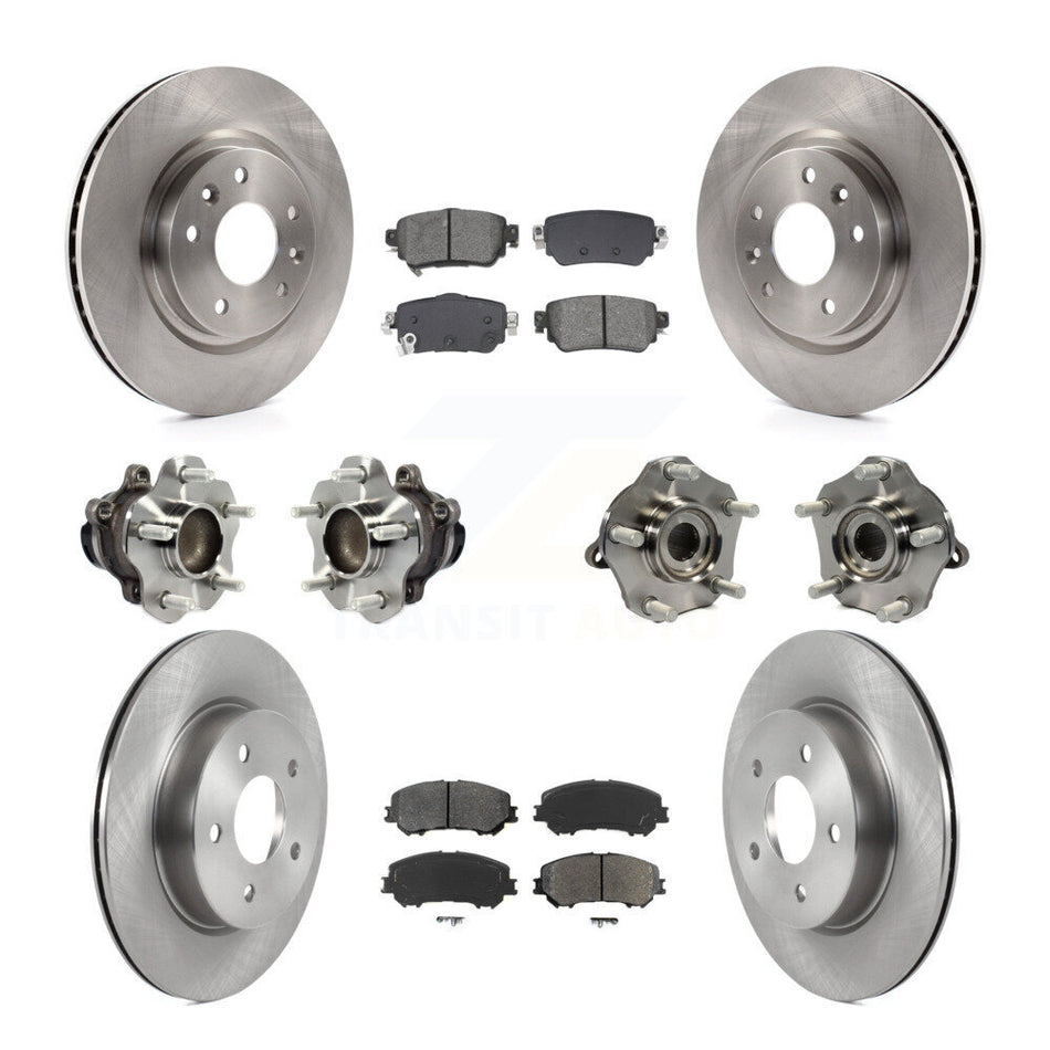 Front Rear Hub Bearing Disc Brake Rotor And Pad Kit (10Pc) For Nissan Rogue Sport Qashqai KBB-128561