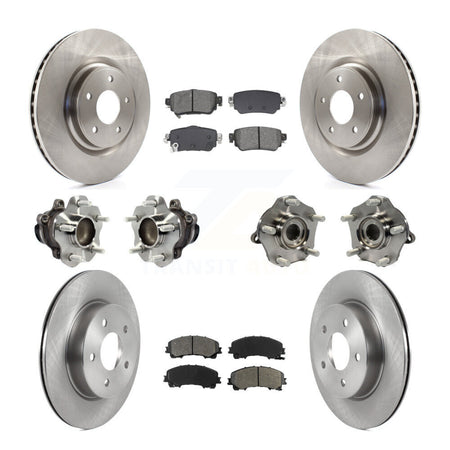 Front Rear Hub Bearing Disc Brake Rotor And Semi-Metallic Pad Kit (10Pc) For Nissan Rogue KBB-128563