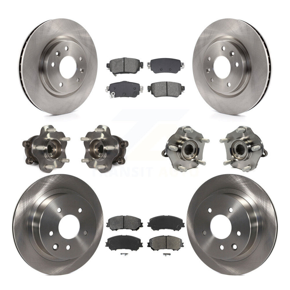 Front Rear Hub Bearing Brake Rotor Pads Kit (10Pc) For 2019 Nissan Rogue Sport S with AWD KBB-128564