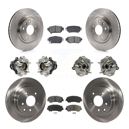 Front Rear Hub Bearing Brake Rotor Pads Kit (10Pc) For 2019 Nissan Rogue Sport S with FWD KBB-128565