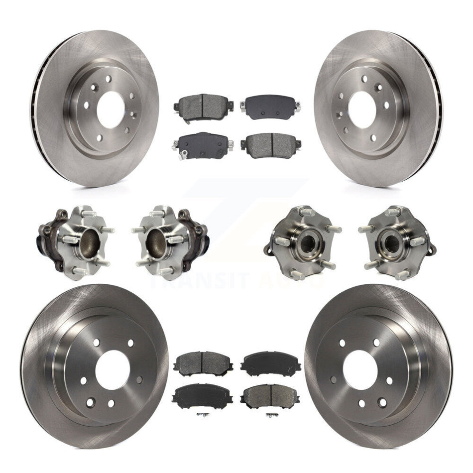Front Rear Hub Bearing Brake Rotor Pads Kit (10Pc) For 2019 Nissan Rogue Sport S with FWD KBB-128565