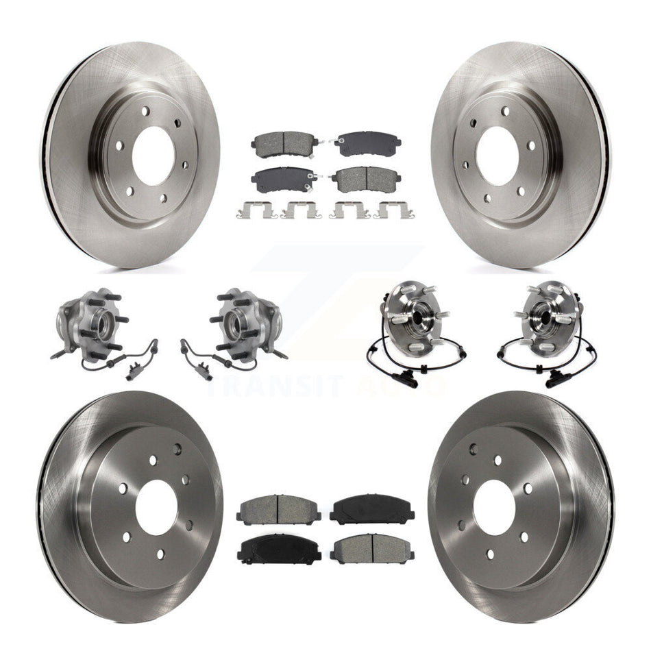 Front Rear Hub Bearing Brake Rotor & Pads Kit (10Pc) For INFINITI QX80 Nissan Armada QX56 KBB-128567