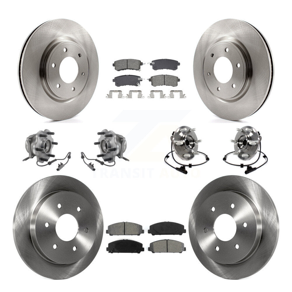 Front Rear Hub Bearing Brake Rotor Pads Kit (10Pc) For Nissan Armada AWD With Solid KBB-128568