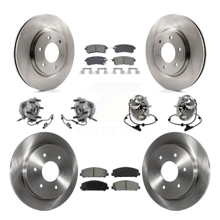 Front Rear Hub Bearing Brake Rotor Pads Kit (10Pc) For Nissan Armada AWD With Solid KBB-128568