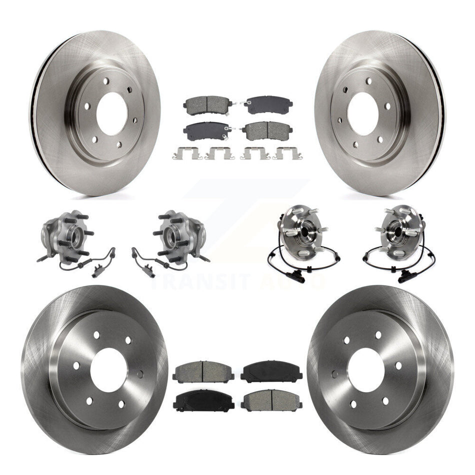Front Rear Hub Bearing Brake Rotor Pads Kit (10Pc) For Nissan Armada AWD With Solid KBB-128568