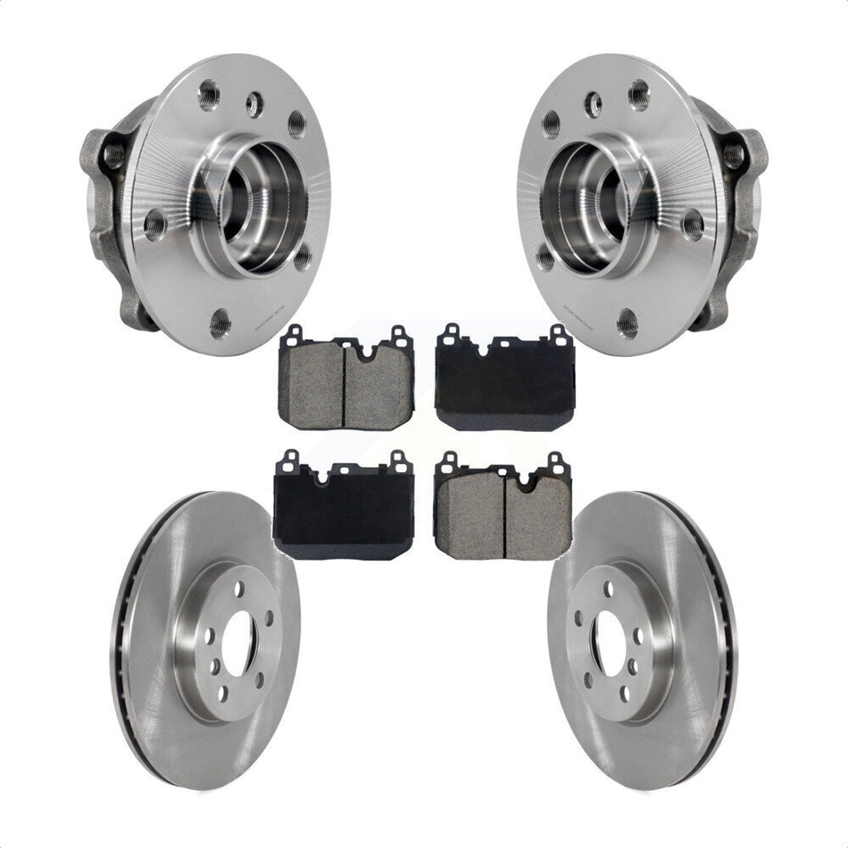 Front Hub Bearing Brake Rotor Pads Kit For 17-20 Mini Cooper Clubman S With Sport Package KBB-128582