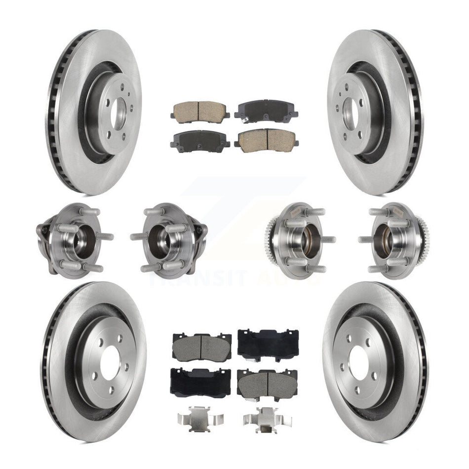 Front Rear Hub Bearing Brake Rotor Pads Kit (10Pc) For Ford Mustang Without Brembo Brakes KBB-128606