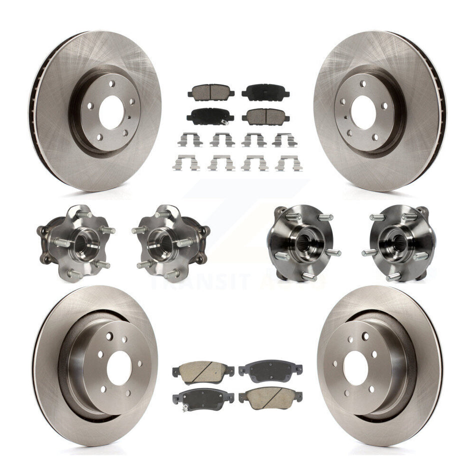 Front Rear Hub Bearing Disc Brake Rotors And Ceramic Pads Kit (10Pc) For INFINITI G35 Q60 KBB-128610