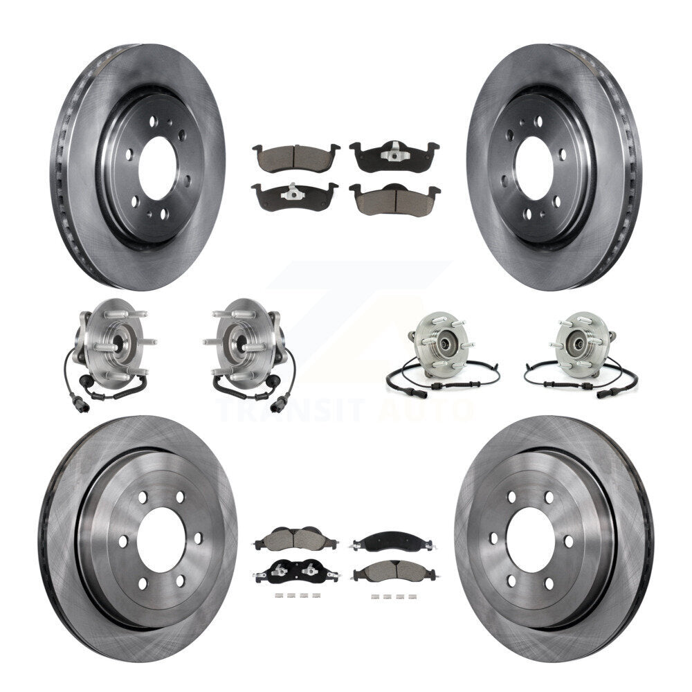 Front Rear Hub Bearing Brake Rotor & Pad Kit (10Pc) For Ford Expedition Lincoln Navigator KBB-128627