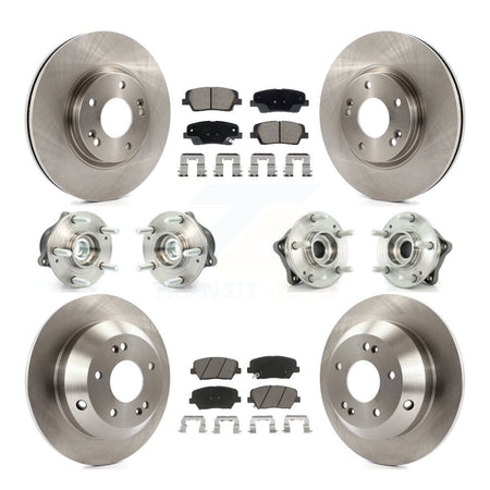 Front Rear Hub Bearing Brake Rotor & Pads Kit (10Pc) For Hyundai Santa Fe Kia Sorento FWD KBB-128628