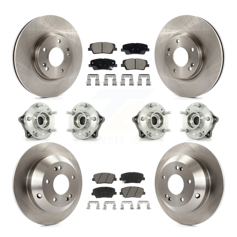 Front Rear Hub Bearing Brake Rotor & Pads Kit (10Pc) For Hyundai Santa Fe Kia Sorento AWD KBB-128629