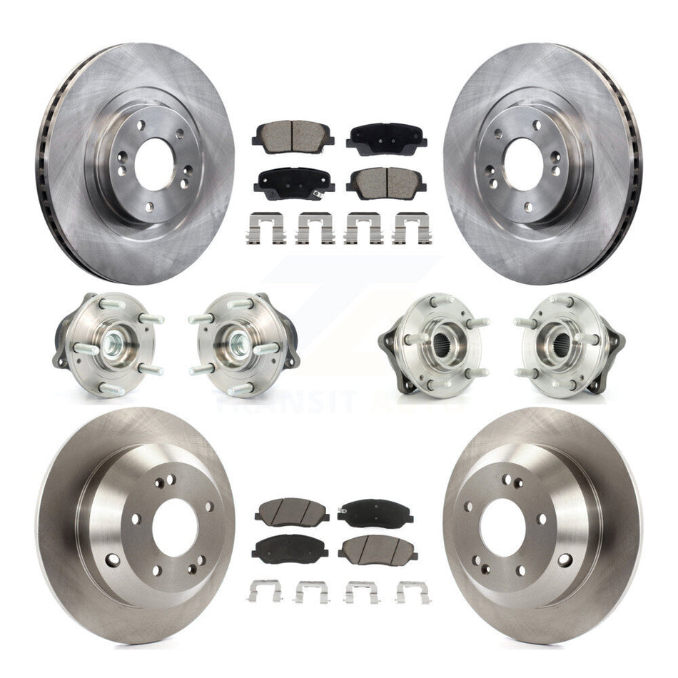 Front Rear Hub Bearing Brake Rotor & Pad Kit (10Pc) For Hyundai Santa Fe XL FWD with 3.3L KBB-128630