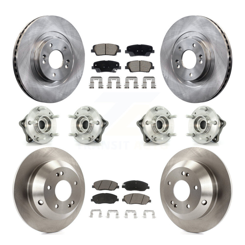 Front Rear Hub Bearing Brake Rotor & Pad Kit (10Pc) For Hyundai Santa Fe XL AWD with 3.3L KBB-128631