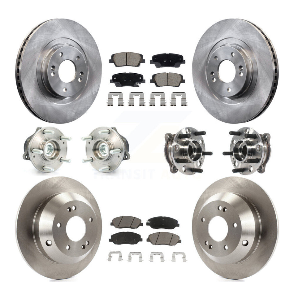 Front Rear Hub Bearing Brake Rotor & Pad Kit (10Pc) For Hyundai Santa Fe XL FWD with 3.3L KBB-128632
