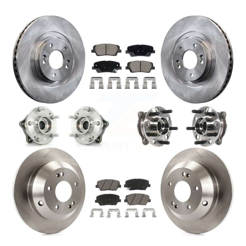 Front Rear Hub Bearings Disc Brake Rotors And Pads Kit (10Pc) For Hyundai Santa Fe Sport KBB-128637