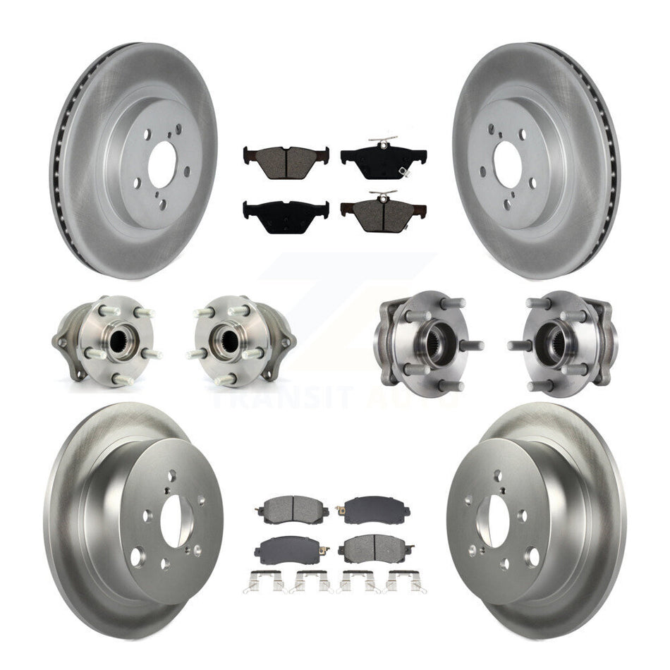 Front Rear Hub Bearings Coated Disc Brake Rotors And Pads Kit (10Pc) For Subaru Crosstrek KBB-128646