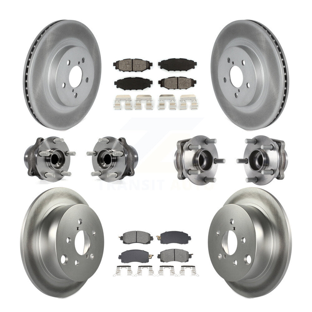 Front Rear Hub Bearing Coated Brake Rotor And Pad Kit (10Pc) For Subaru Crosstrek Impreza KBB-128647