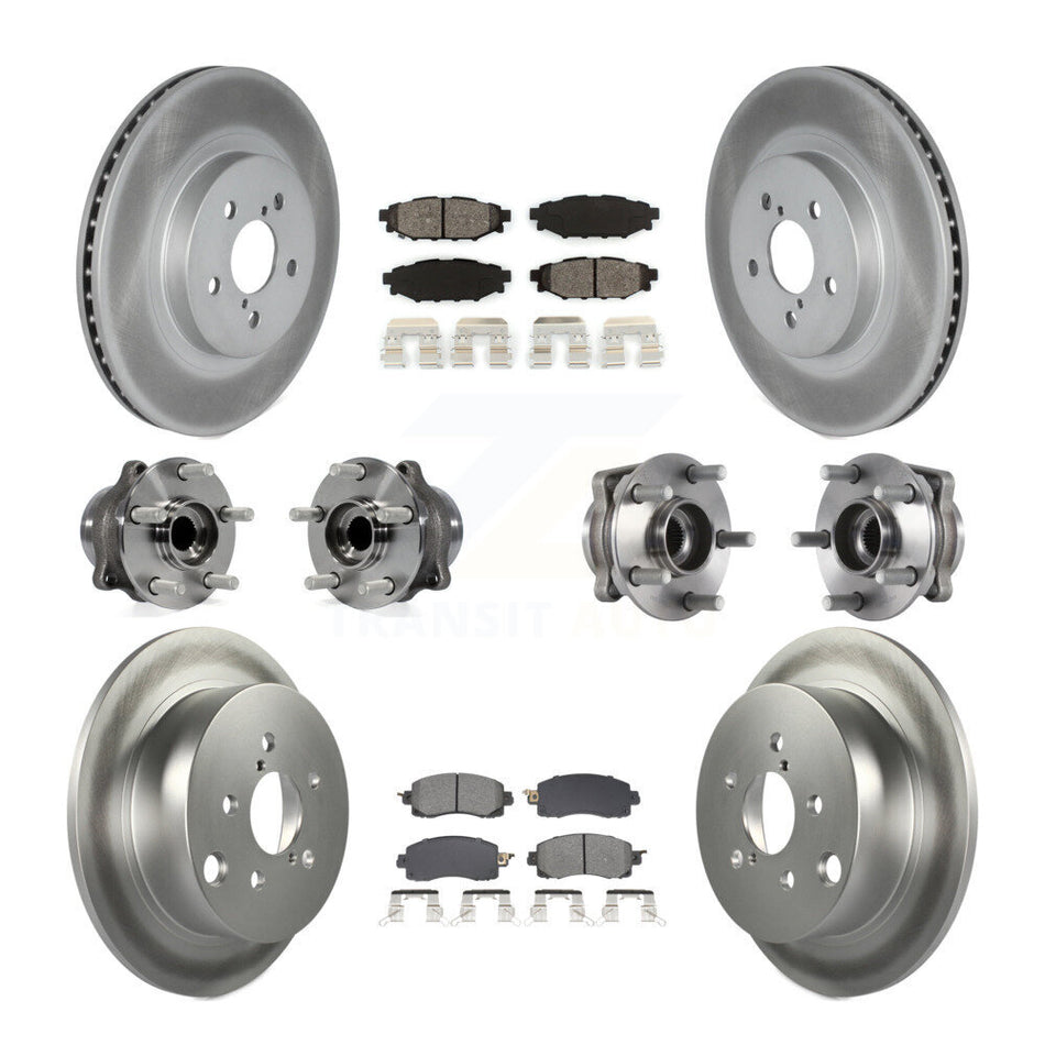 Front Rear Hub Bearing Coated Brake Rotor And Pad Kit (10Pc) For Subaru Crosstrek Impreza KBB-128647