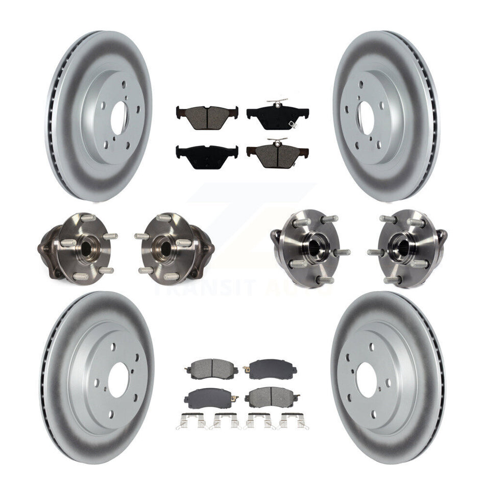 Front Rear Hub Bearings Coated Disc Brake Rotors And Pads Kit (10Pc) For Subaru Forester KBB-128648