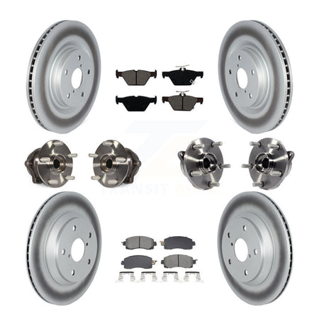 Front Rear Hub Bearings Coated Disc Brake Rotors And Pads Kit (10Pc) For Subaru Forester KBB-128649