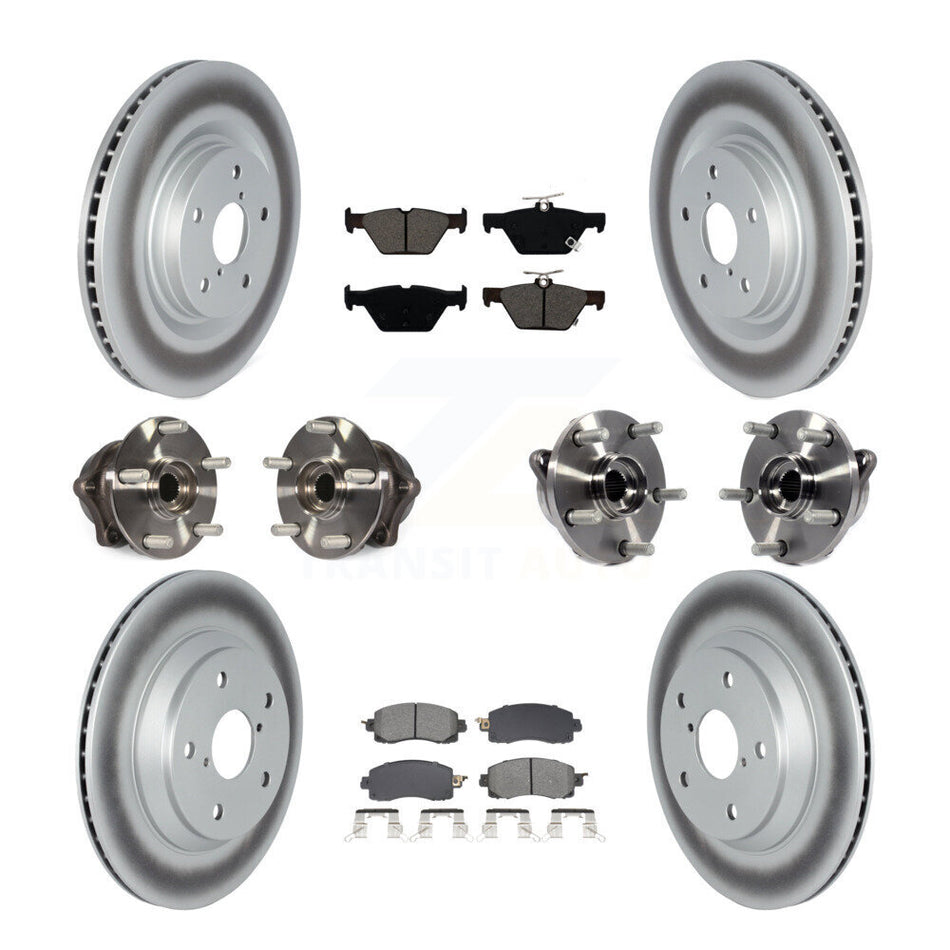 Front Rear Hub Bearings Coated Disc Brake Rotors And Pads Kit (10Pc) For Subaru Forester KBB-128649